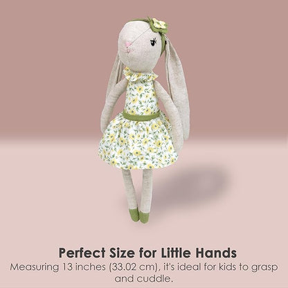 MON AMI Daisy The Bunny Stuffed Animal Doll – 13”, Rabbit Plush Animal Doll, Use as Toy or Room Decor, Great Easter for Kids of All Ages