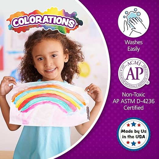 Colorations Paraben-Free Simply Washable Tempera Paint, Rainbow Colors- Set of 6, 1/2 Gallons. Non-Toxic and Made in The USA