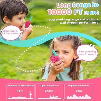 Walkie Talkies for Kids, 3 Miles Long Range 22 Channels 2 Way Rechargeable Kids Walkie Talkie with Flashlight for Camping Hiking Indoor Outdoor Toy 3 4 5 6-12 Boy Girl Birthday Gifts 2 Packs