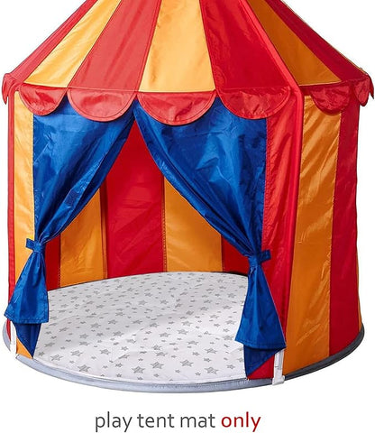 Kids Pop Up Tent with Anti Slip Bottom, Round Play Mat for Baby, D=40'' Indoor Playhouses Quilted Mat, Round Area Rug for Toddlers and Kids Nursery Room Decor, White Star