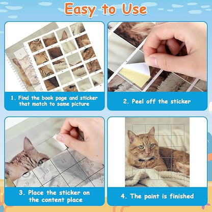 6 Pcs Paint by Sticker Books for Kids Ages 4-8 - Sticker by Number Activity Books with 48 Animals Dogs Cats Pictures Fun Art Puzzle Crafts for Toddlers Ages 3-5 Girls Boys Birthday Gift