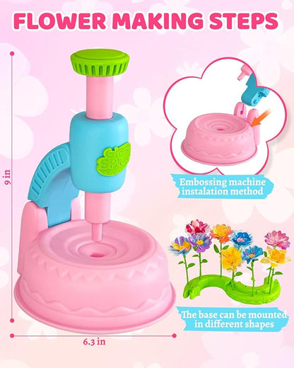 DIY Art Flower Toys Include Extra Accessories Set, Arts and Crafts Activity Kit for Kids, Flower Garden Building Toys for Girls, Birthday Gifts for 3 4 5 6 7 8 9 10 11 12 Year Old Girls (Pink)