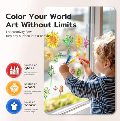 36 Colors Tempera Paint Sticks, No Mess, Quick-Drying & Non-Toxic Art Supplies, Easy-Grip for Toddlers and Kids, Works Great on Paper, Wood, Glass, Canvas, Gifts for Drawing on Various Objects