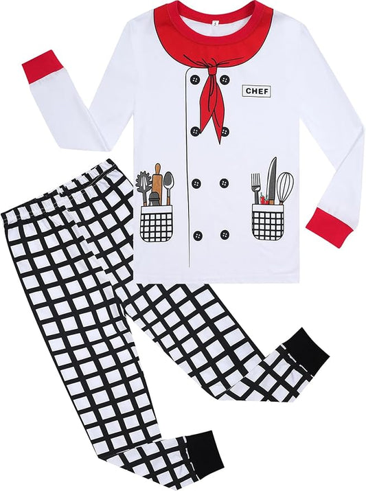 A&J DESIGN Pure Cotton Printed Pjs for 2-14 Years Kids, 2-Piece Long-Sleeved Pajamas Set