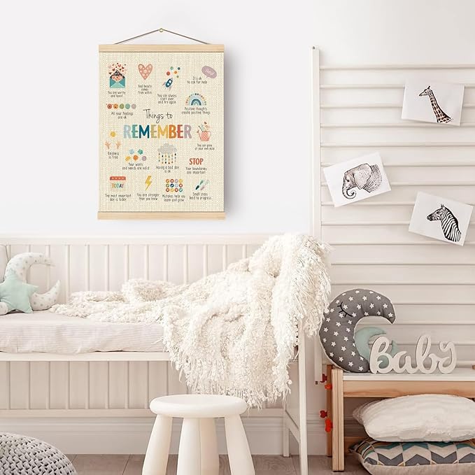 Mental Health Things to Remember Poster Hanger Frame, Inspirational Wall Art Hanging Banner Decor for Classroom Therapy Office School Counselor Office Calming Corner, 12x16 Inch