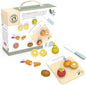 Speedy Monkey Wooden Play Food Set for Toddler – Fruits & Vegetables Cutting Playset, FSC Certified Pretend Food Toy for Kids, Role Play Kitchen Set with Safe Cutting Board & Knife