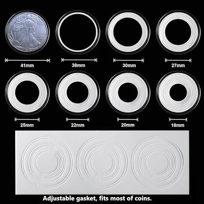 MUDOR 41 mm Coin Holder, 60 Pieces Silver Dollar Capsules with Foam Gasket, Professional Storage Case Box for Coin Collection