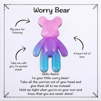 Pocket Bear Hug, Anxiety Relief Gifts for Men Women, Mental Health Positivity Gift, Stress Relief Gifts for Her, Comforting Gift for Son Daughter Back to School, Pink Blue