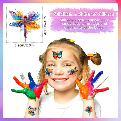 Aresvns Watercolor Cute Animals Temporary Tattoos for Kids, 117 Patterns Kwaii Lion Dog Wolf Owl Butterfly Tattoo for Girls Boy Tiny Tattoo for Birthday Party Decoration Supplies Summer Accessories