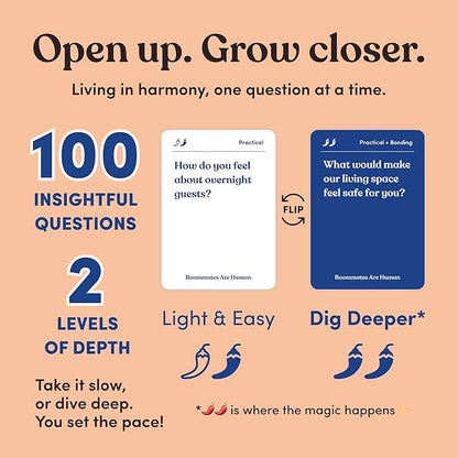 Roommates are Human | 140 Conversation Cards to Help You Get to Know Your Roommates | A Card Game for Discovering How to Live Well Together | Relationship Card Game for 2+ Players