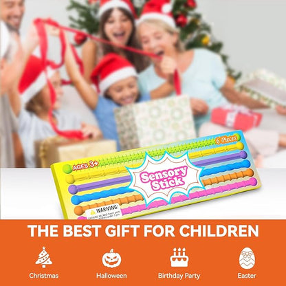 Fidget Toys Sensory Stick: Textured Sensory Toy Suitable for Children and Adults, Relieves Stress and Anxiety, Classroom Travel Essentials, 6PCS， Suitable for Autism and ADHD.