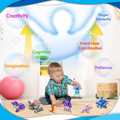 24 Packs Party Favors for Kids, 637 PCS 24in1 Marine Animals Small Fish Toys Mini Building Blocks Set for Goodie Bag Stuffers Classroom Prizes, Easter Birthday Gift for Boys Girls Ages 6-12
