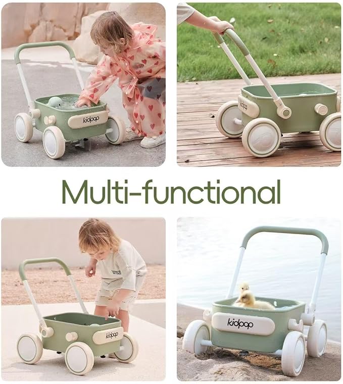 PULA Baby Push Walker with Wheels Toddler Wagon for First Learner Baby Toys 6-12 Months, 1 Year Old Birthday Gifts, Indoors and Outdoors (Black)