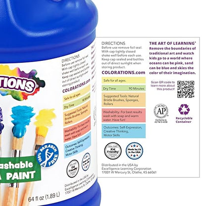 Colorations Paraben-Free Simply Washable Tempera Paint for Kids - 1/2 Gallon Value Size, Vibrant Yellow. Non-Toxic and Made in The USA