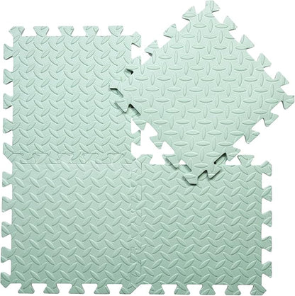 Coolcandy EVA Foam Play Mat, 16 Tiles Colorful Baby Play Mat, Square Kids Playmat with Solid Colored, 0.4" Thickened Interlocking Foam Floor Tiles, Puzzle Play Mat For Baby Lying, Playing (Bean Green)