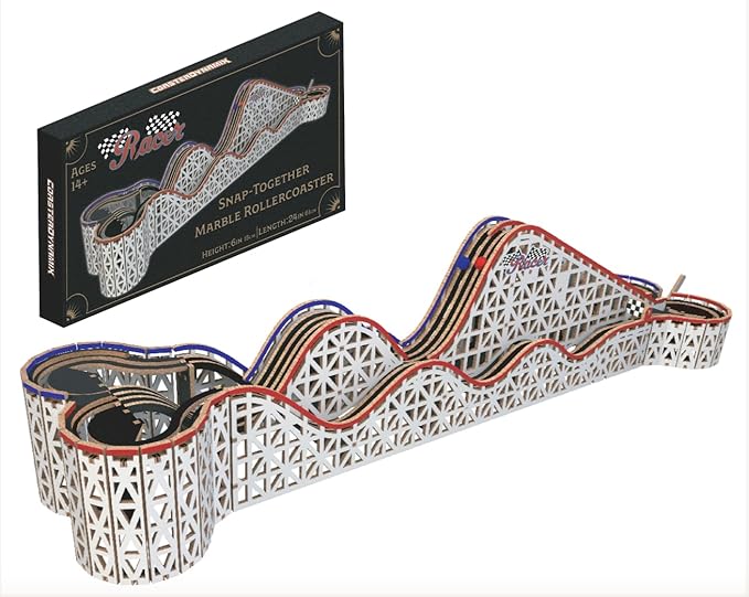 Coasterdynamix 3-D Snap-Together Marble Rollercoaster Wooden Model Kit - Marble Rolling Building Puzzle Kit for Adults and Kids, Toy Puzzles and Mini Craft Decor Models for Jigsaw Assembly Projects