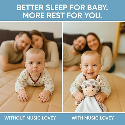 Love By Emi Baby Music Lovey Beige & White Giraffe, Baby Sleep Soother for Crib & Cuddle Bedtime, White Noise with Heartbeat & Lullaby, Plush Sound Toy, Stuffed Animal for Newborns, Infants & Toddlers