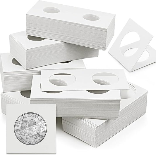 300 Pcs Cardboard Coin Holder, 6 Sizes 2" x 2" Currency Holders for Coin Collection Supplies