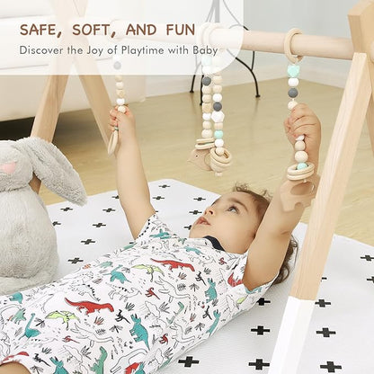 TCBunny Extra Large Baby Foam Play Mat - 4FT x 6FT Non-Toxic Puzzle Floor Mat for Kids & Toddlers (White with Black Cross)