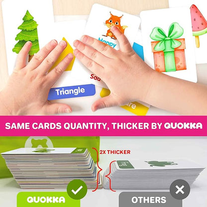 QUOKKA ABC Learning Flash Cards for Toddlers 2-4 Years Old - 60 Flashcards Toy for Kids Ages 1-3-5 - Alphabet Numbers Colors Letters Animals Learn Activities - First Words Educational Game