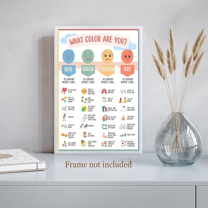 Mental Health Canvas Wall Art Feelings Chart Emotions PosterAwareness Preschool Emotions Faces Calm Prints Calm Down Corner Home for Kids Room Classroom Wall Decor 20x30in Unframed