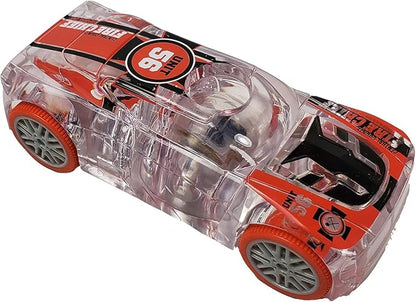 Fire Chief Car, LED Light Up Pull Back Emergency Car, Toy Vehicle for Kids 3 and Up