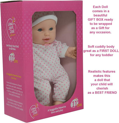 11 inch Soft Body Boy Baby Doll in Gift Box - Doll Pacifier Included -Toy Dolls for Boys and Toddlers (Caucasian)
