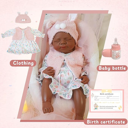 Reborn Baby Dolls Silicone Full Body 18.89in Weighted Real Life Closed-Eyes Girl Dolls Lifelike Newborn Baby Soft Body Flexible Limbs Not Vinyl