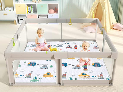 50 x 50 Play Mat for Baby Playpen Tummy Time Mat, Non-Slip Washable Baby Playpen Mat, Baby Crawling Mats for Floor, Portable Travel Large Play Mats for Toddlers and Infants