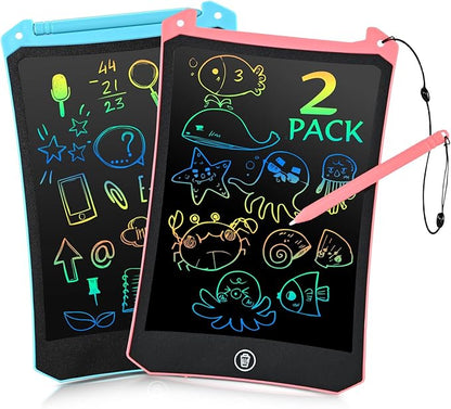 EooCoo Toddler Toys, LCD Writing Tablet for Kids 2 Pack, Kids Stocking Stuffers, Toddler Travel Essentials Drawing Pad, No Mess Coloring Books, Road Trip Activities, Age 3-5 Boy Girl Gifts - 8.5 Inch