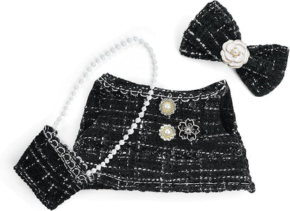 17cm Doll Clothes Set-Adorable Outfits for Dolls-Stylish Accessaries Clothes Dress-Up-Replaceable Clothing Collections, Includes Hat, Top, Skirt(Black-Style A)
