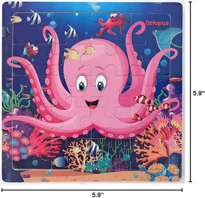Puzzles for Kids Ages 3-5 Year Old 20 Piece Colorful Wooden Puzzles Set of 6 Vibrant Theme Brain Development Learning Toys Set for Boys and Girls (6 Puzzles)