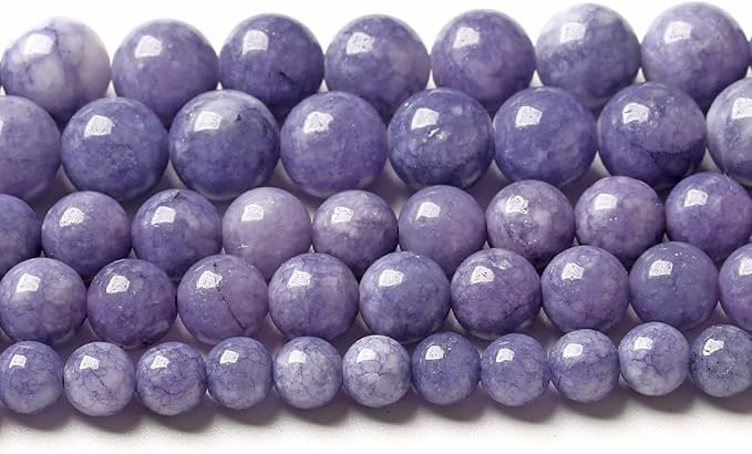 12MM 32PCS Lavender Purple Chalcedony Stone Loose Beads for Jewelry Making DIY Bracelet Necklace