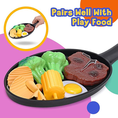 Pretend Food for Toddlers, Play Food Sets for Kids Kitchen with Frying Pan, Pretend Play Kitchen Accessories for Kids, Learning & Educational Toy for Girls Boys