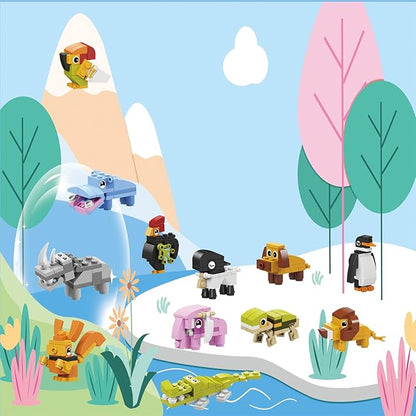 Animals Building Blocks for Kids, Party Favors for Kids,Gifts Kids Prizes, Goodie Bag Fillers Carnival Prizes,Birthday (12 in 1 Animal)