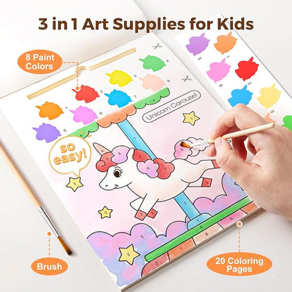 Jar Melo Paint with Water Books for Toddlers, Mess Free Watercolor Painting Activity for Kids Ages 1-3, 2-4, 4-6, Art Craft Coloring Gift with Brush, Airplane Travel Activities for Toddlers, Unicorns
