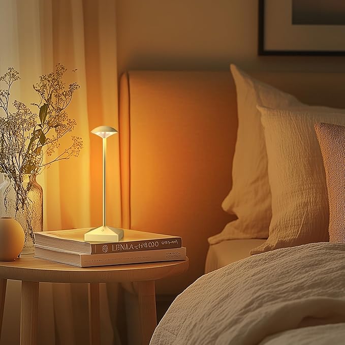 3 Pack 8.26in Gold Small Cordless Table Lamps Rechargeable, Battery Operated Mini Lamp, Small Lamp Touch Portable Table Lights, LED Night Light for Bedside/Dining/Bar/Outdoor (Gold-B)