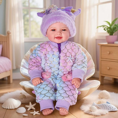 BABESIDE Mermaid Baby Dolls Girl-17inch Large Realistic Cute Soft Body Baby Doll Real Life Mermaid Baby Doll Toys with Mermaid Sets & Accessories, for 3+ Year Old Girls Gifts, Pretend Play, Collection