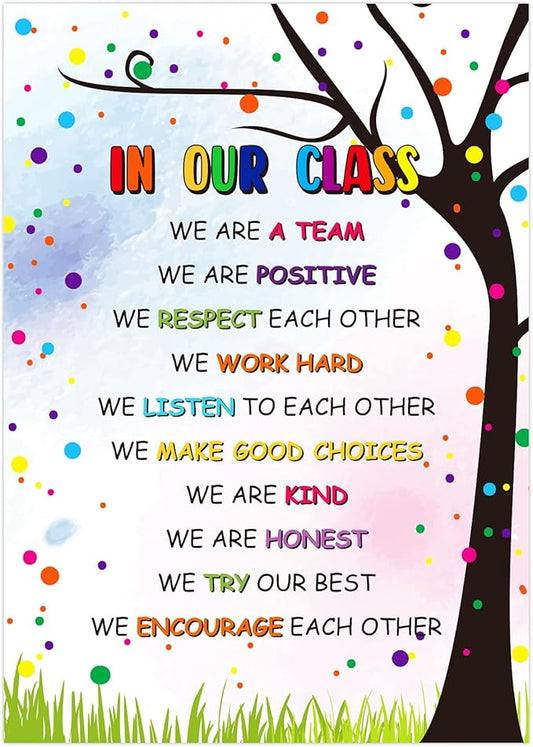FLYAB Classroom Rules Poster - 12"x18" Motivational Back To School Classroom Decorations Inspirational Posters for Preschool Kindergarten Elementary Virtual Learning Teacher Supplies