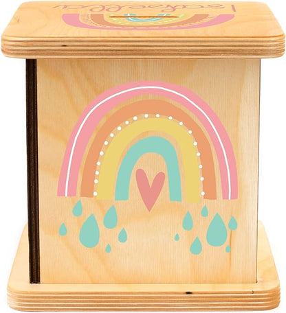 Wooden Piggy Bank for Kids and Adults, Personalized Gift Handmade in USA by BloomOwl, Custom Piggy Bank, Personalized Banks for Kids, Gifts for Baby Boys and Girls (Rainbow)
