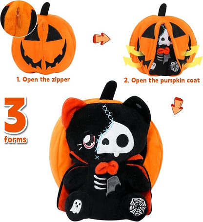 Halloween Pumpkin Plush Toy, Reversible Vampire Bear Stuffed Animals,Pumpkin Plushies for Kids and Party Decoration