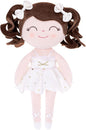 Gloveleya Baby Dolls Soft Snuggly Curly Hair Ballerina Doll First Baby Girl Gifts Plush Ballet Doll with Lace Mesh Dress White 14inches Ballerina Series