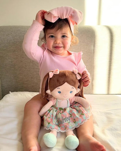 LeyaDoll Personalized Soft Baby Doll Toys (16''), My First Baby Rag Doll for 1 Year-Old Girl Birthday Gift, Christmas Plush Toys Gift for Toddler Kids Infants-Daydream-Meadow-Girl