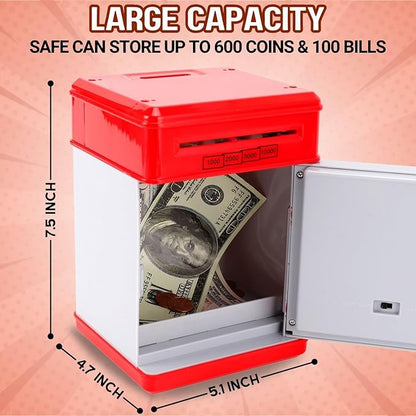 Electronic Piggy Bank for Kids, Mini ATM Coin Bank Money Saving Box with Password, Children's Safe Money Jar with Auto Grab Bill Slot, Great Gift Toy Bank for Boys, Girls