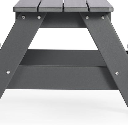 Costaelm Kids Picnic Table, HDPE All Weather Outdoor Toddler Picnic Table and Chair Set Kids Bench for Patio, Backyard, Garden, Lawn, Gray