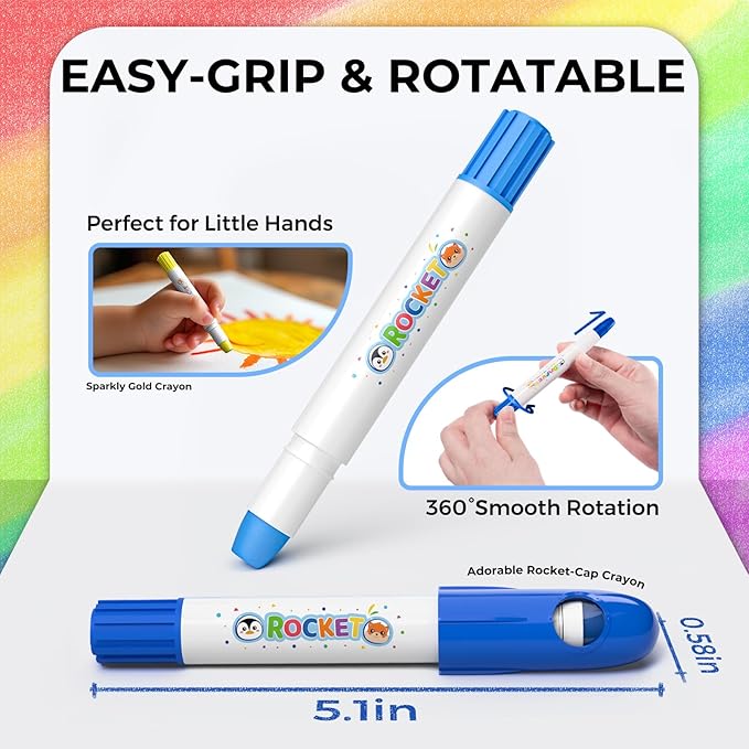 26 Colors Rocket Tempera Paint Sticks with 120 PDF Coloring Pages, Quick Drying, Non-Toxic and Washable Paint Sticks for Kids and Students, Art Supplies for Drawing on Paper and Canvas