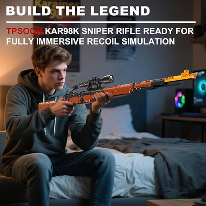 98k Building Blocks Gun-Sets for Adults Boys, 1:1 Sniper Rifle Big Model Kit That Shoot Army Toys for Kids Age 8+, Realistic Military Collection Cool Birthday Gifts for Teen Men 1280pcs