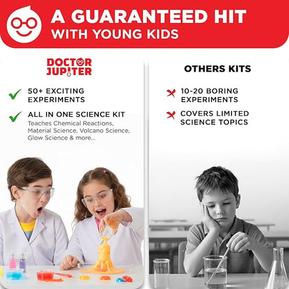 Doctor Jupiter Ultimate Science Kit, Chemistry Set for Kids Ages 8-10-12-14 | Birthday Gift Ideas for Boys & Girls 8,9,10+ Years Old | STEM Toy with 50+ Experiments | Learning & Educational Projects
