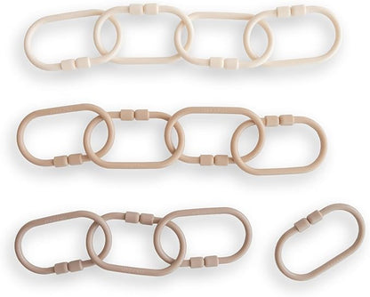 mushie Baby Chain Link Rings Toy 12-Count | Multiuse Car Seat Stroller Connecting Toy (Natural, Shifting Sand, Kahki)