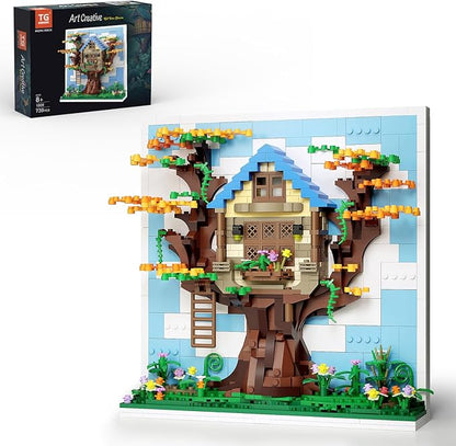 Micro Brick Eif Tree House Building Set, 3D Wall Art Home Office Decoration or Table Display, Creative Building Craft Set, Ideas Gift Building Toy for Adults,Teens Ages 8+ Kids